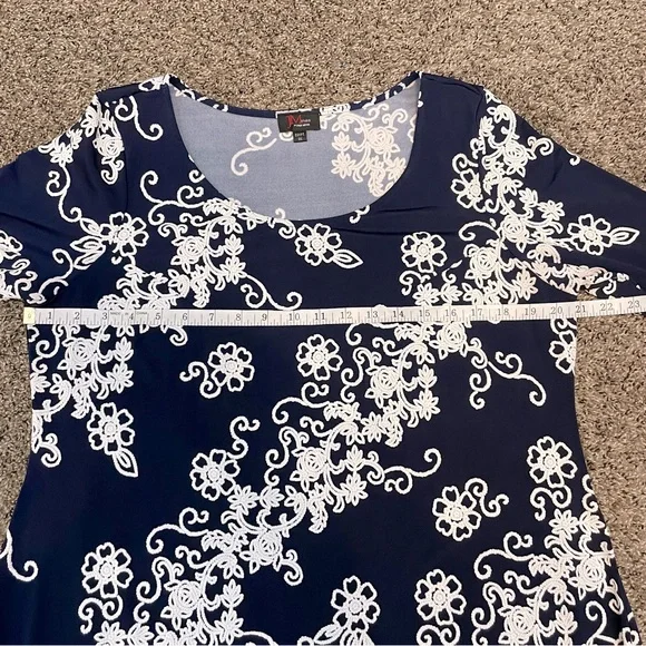 JM Studio by John Meyer Women’s Navy Blue & White 3/4 Sleeve Sheath Dress Sz 1X - Picture 4 of 9